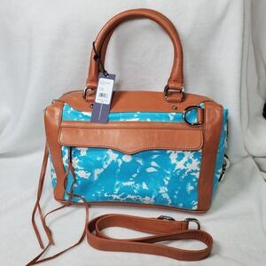 Rebecca MInkoff Tie Dye Teal/Tan Leather Satchel MAB Bombe MIni $450 NWT Unique